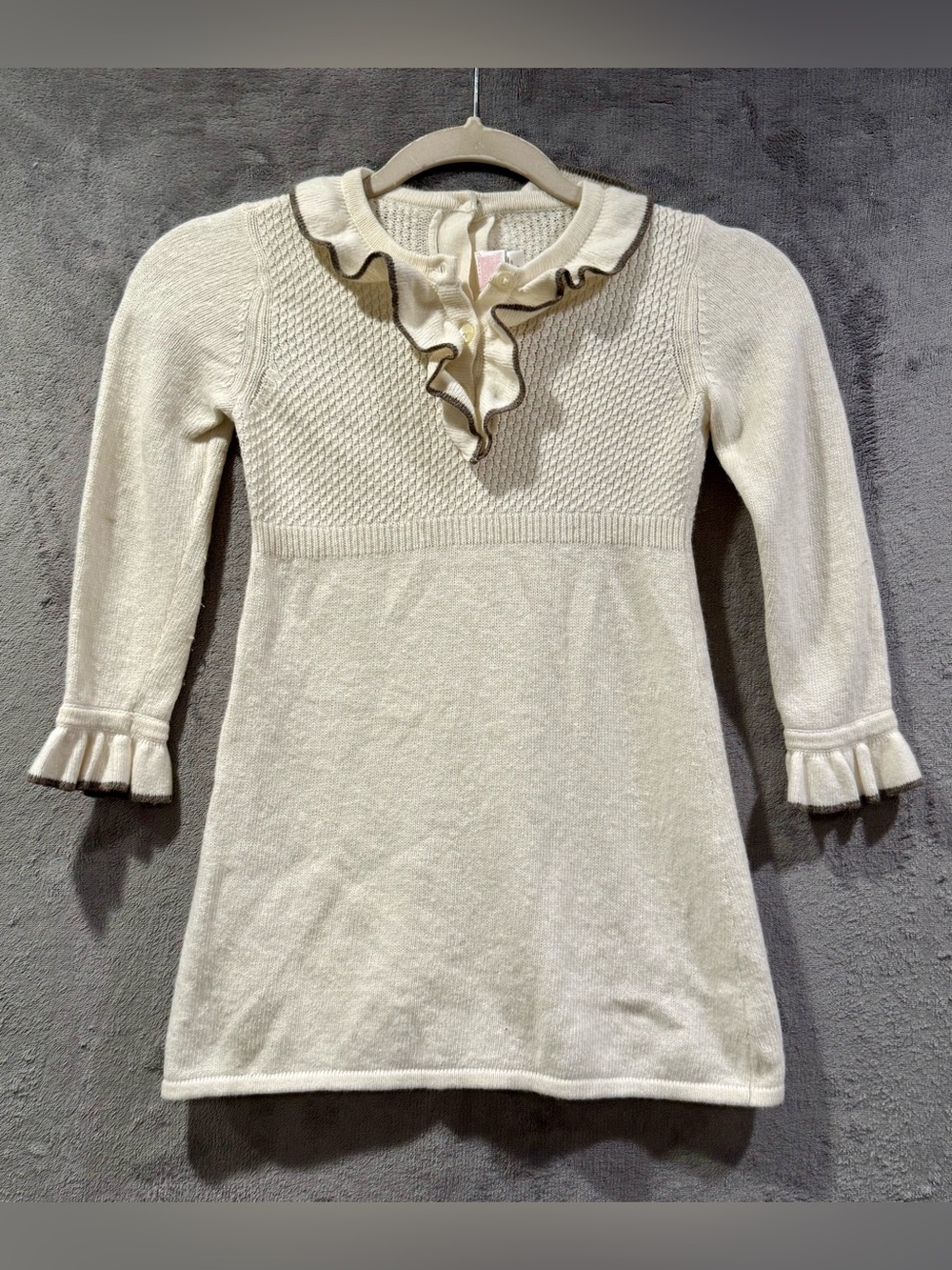 Janie and Jack Cashmere Blend Sweater Dress Ruffle Neck Long Sleeve Size 5T